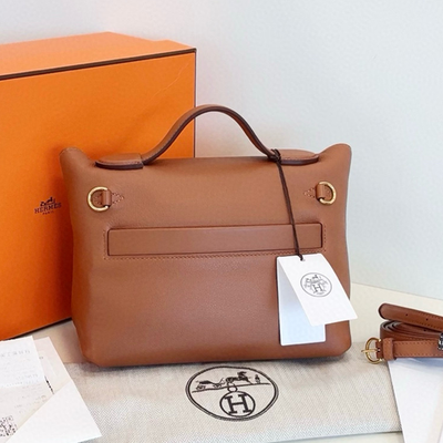 Hermes 2424 Mini Top Handle Shoulder Crossbody Brown Gold Women