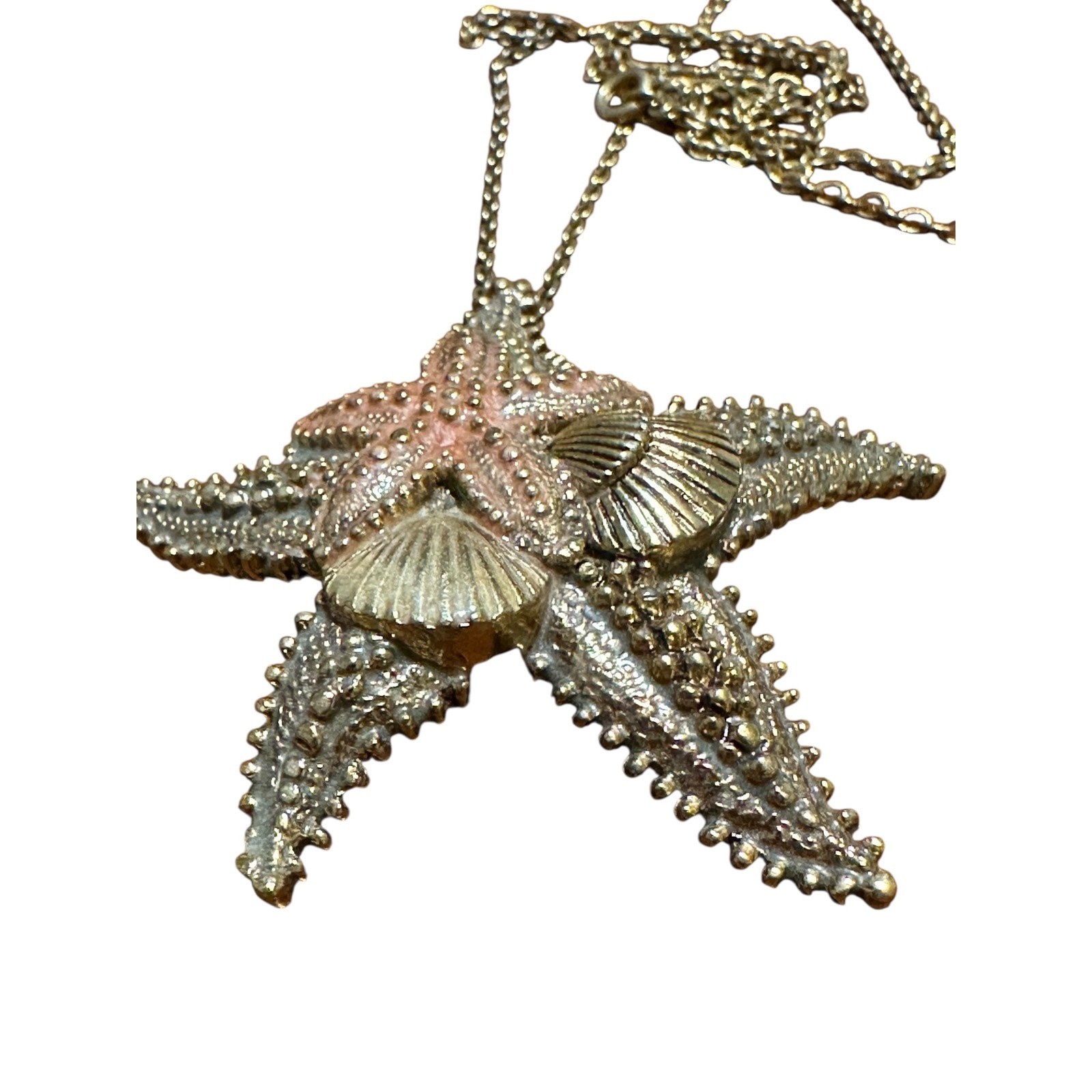 Statement Starfish Seashell Pendant Necklace Beac… - image 2
