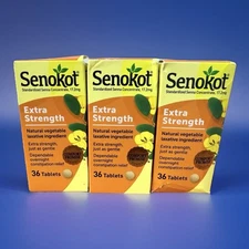 3 Pack SENOKOT EXTRA STRENGTH NATURAL VEGETABLE TABLETS 36 CT X3 Exp 2028