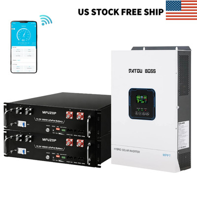 1/2/3 Pack 48V 100Ah Lithium LiFePO4 Battery + 48V 5500W Solar Hybrid Inverter