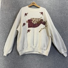 Vintage Jerzees Sweatshirt 2XL White Angel Trumpet Christmas Made USA 90s Granny