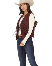 Scully Women's Suede Fringe Front Tie Vest - L1202-96