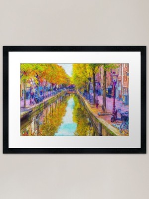 Amsterdam Kanal Van Gogh Stil Rahmen gerahmtes Wandbild Poster Leinwanddruck Bild