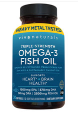 Viva Naturals Triple Strength Omega 3 Fish Oil Supplement - 2500 mg Fish Oil wit