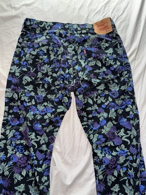 Supreme Levi's 505 Floral Print 34x32 Denim Jeans Black Straight
