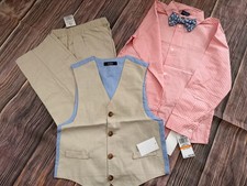 Nautica Boys 4 Piece Pant Shirt Vest Bow Tie Set Size 7