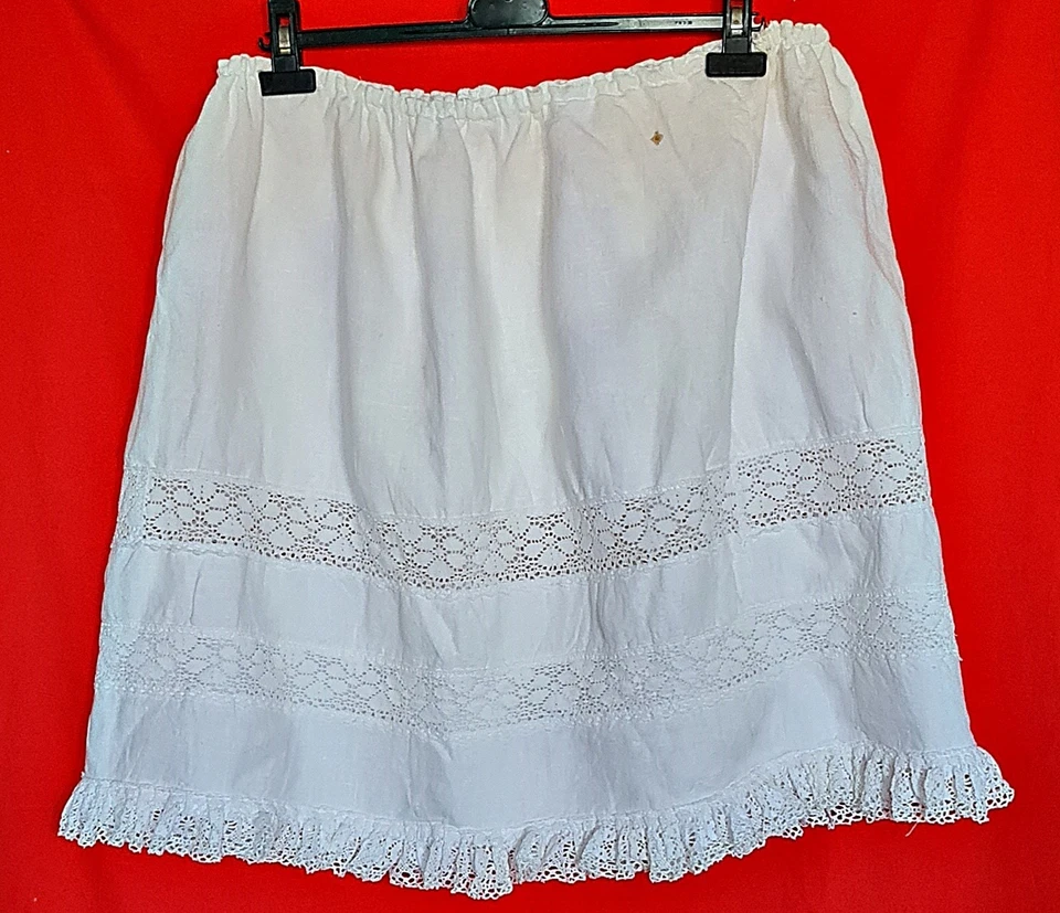 FALDA VINTAGE HECHA A MANO TRACHTEN OKTOBERFEST DIRNDL TIROL BLANCO MUJER: EE. UU. US18/46 Foto 3 de 4
