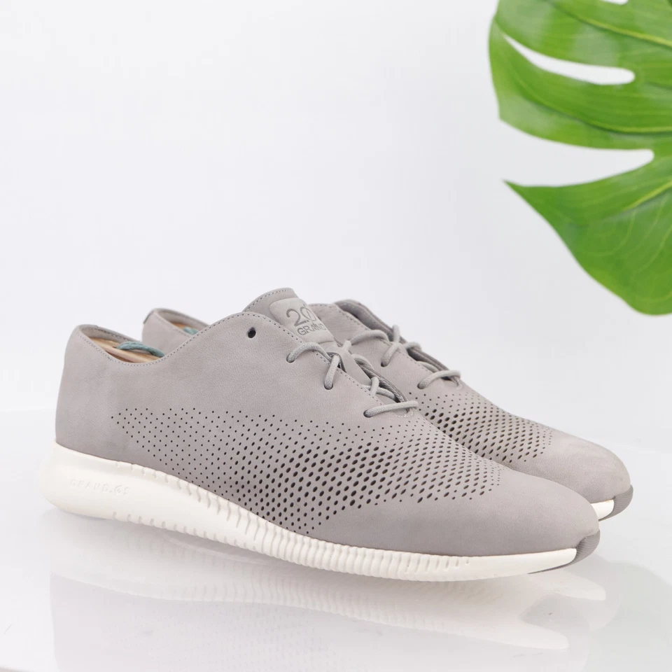 Cole Haan Women's ZeroGrand Sneaker Oxford Size 7.5 Laser Wingtip Gray Leather