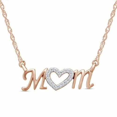 VETEMENTS Ciondolo festa della mamma diamante simulato taglio rotondo 2 25 carati placcato oro giallo 14k