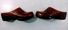 Dansko Brown Leather Clogs Brass Stud Detail Size 37  6.5 -7 . 
