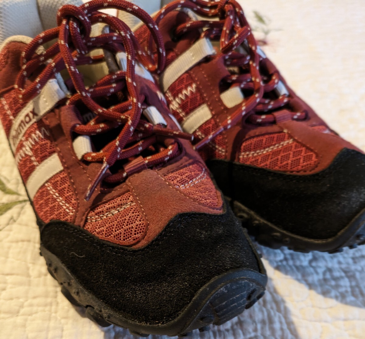 Knixmax AM033 Womens Grey Pink Low Top Lace Up Hiking  display picture 2