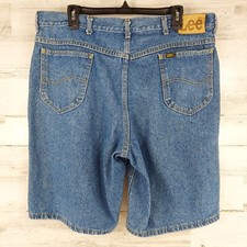 LEE DENIM SHORTS MEN'S SIZE 38 x10 VINTAGE Y2K MADE IN USA BLUE STONE WASH *EUC*