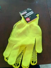  1 Pair - Tool Bench Neon Safety Work Gloves with Non-Slip Grip Dots 