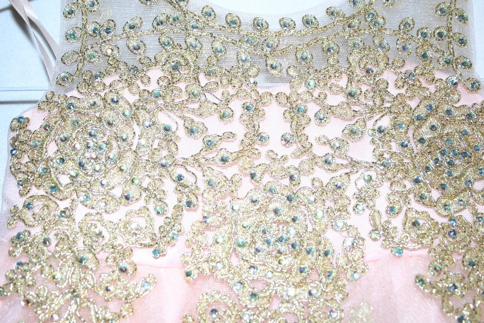 Bella девочек платье светло-розовый/золотой аппликации и синий ab камни новый с Ярлыками 6mo официальный - Изображение 3 из 4