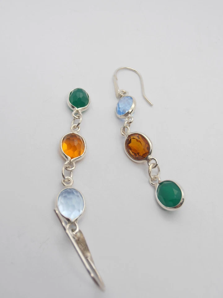 Orecchini in Argento 925 e Pietre sintetiche - imitazione topazio smeraldo - Immagine 4 di 4