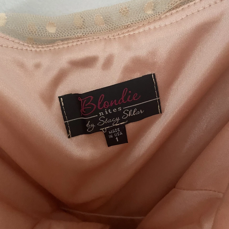 Blondie Nites New Juniors 1 Strapless Swiss-Dot Fit-And-Flare Dress Nude - Image 2 of 3