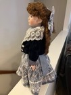 Marian Yu Design Porcelain Doll Blue Velvet & Lace Dress with Stand 18" #3970 — photo 5