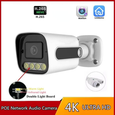 4K 5MP 8MP POE IP Camera Audio POE H.265 CCTV Dual Lamp Full Colour Surveillance