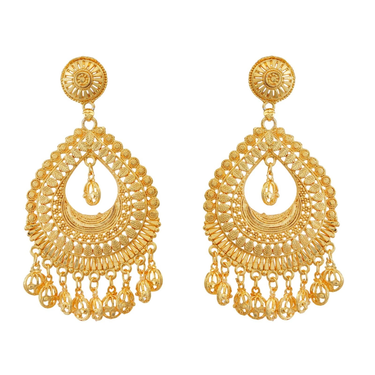 Gold Plated Black Stone Pearl Finish Jhumka Earring – ShopBollyWear.Com