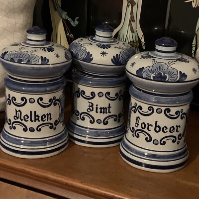 Delft Gilde Original Spice Jar Vintage Hand Painted Signed Rare
