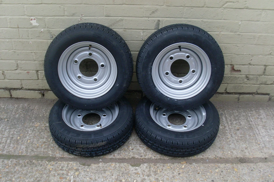 155 70-R12C / 5 STUD 6.5"PCD TRAILER WHEELS &TYRES  X 4