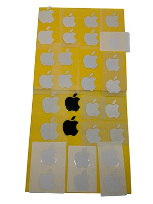 Set Of 26 Apple Logo Stickers OEM From iPhone iPad Boxes In 3 Different ...