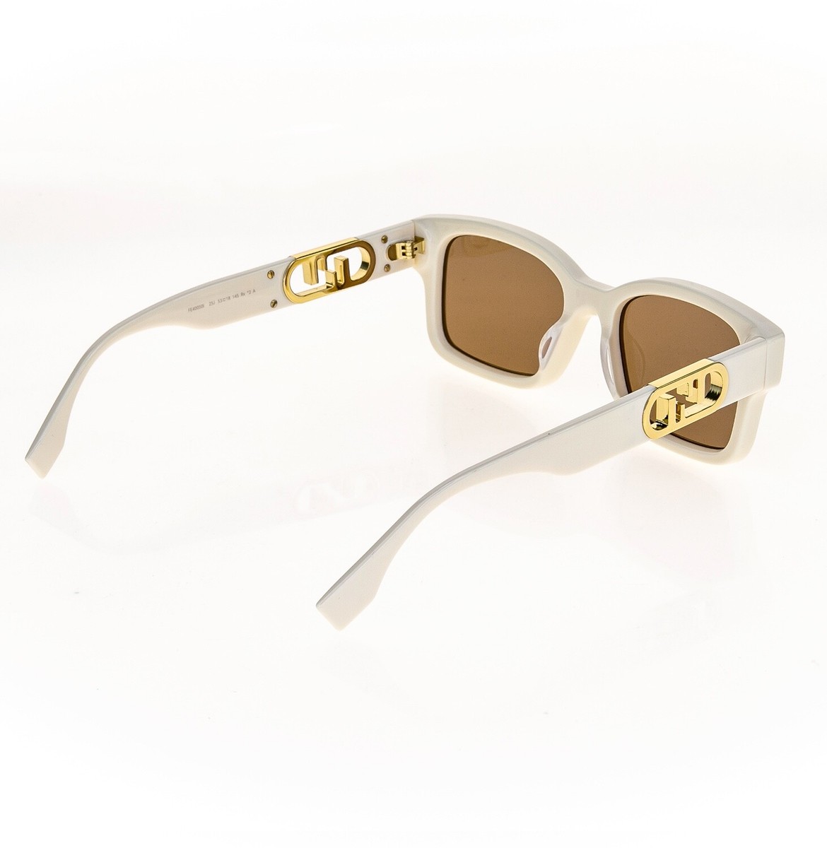 FENDI O'LOCK 40050 White Ivory Brown Fashion FF Lock Logo