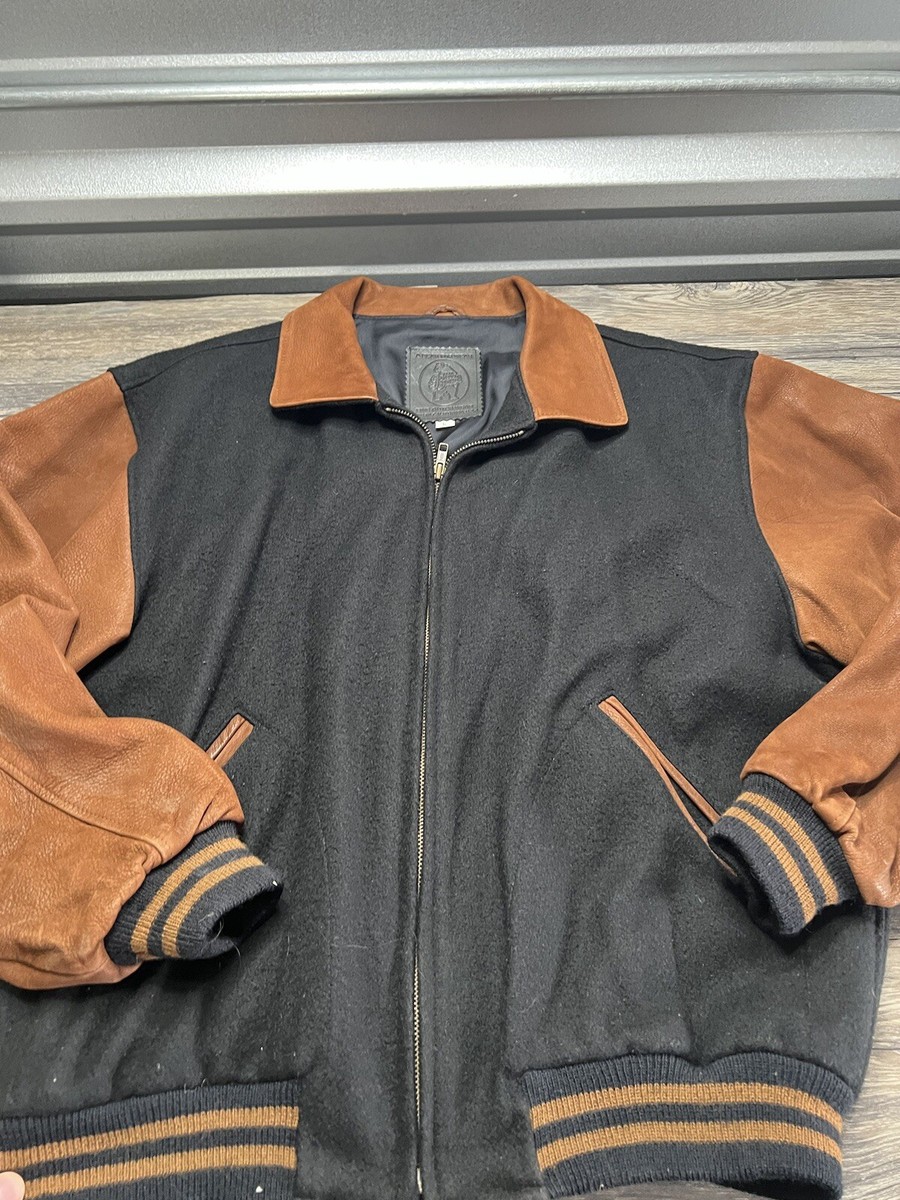 Vintage Made in USA Golden Bear Wool Leather Varsity Jacket Large