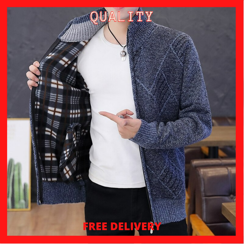 Men Knitted Cardigan Zipper Sweater 