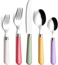 ANNOVA Silverware Set 20 Pieces Stainless Steel Cutlery Large, Mix Solid 