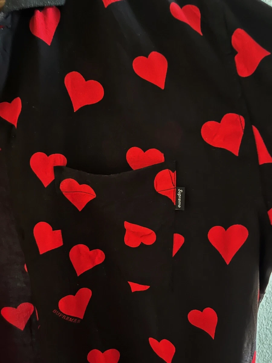 SUPREME SS17 HEARTS RAYON BUTTON UP SIZE M