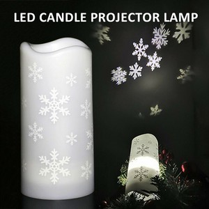 Christmas Party Snowflake LED Projection Lamp Candle Projector Night