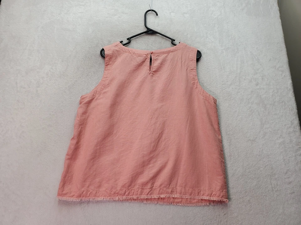 Liz Claiborne女式大号三文鱼亚麻条纹无袖圆领背心 — 第 2/4 张图片