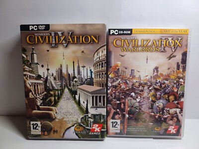 Sid Meier's Civilization 4 IV mit großem Buchhandbuch + Warlords Erweiterung Add-on