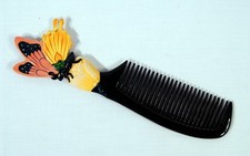 Hand Painted Tiger Pink Yellow Butterfly Comb B36B
