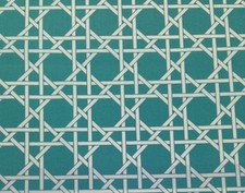 RICHLOOM KANE AQUA TEAL GEOMETRIC OUTDOOR FURNITURE FABRIC BY THE YARD 54" W