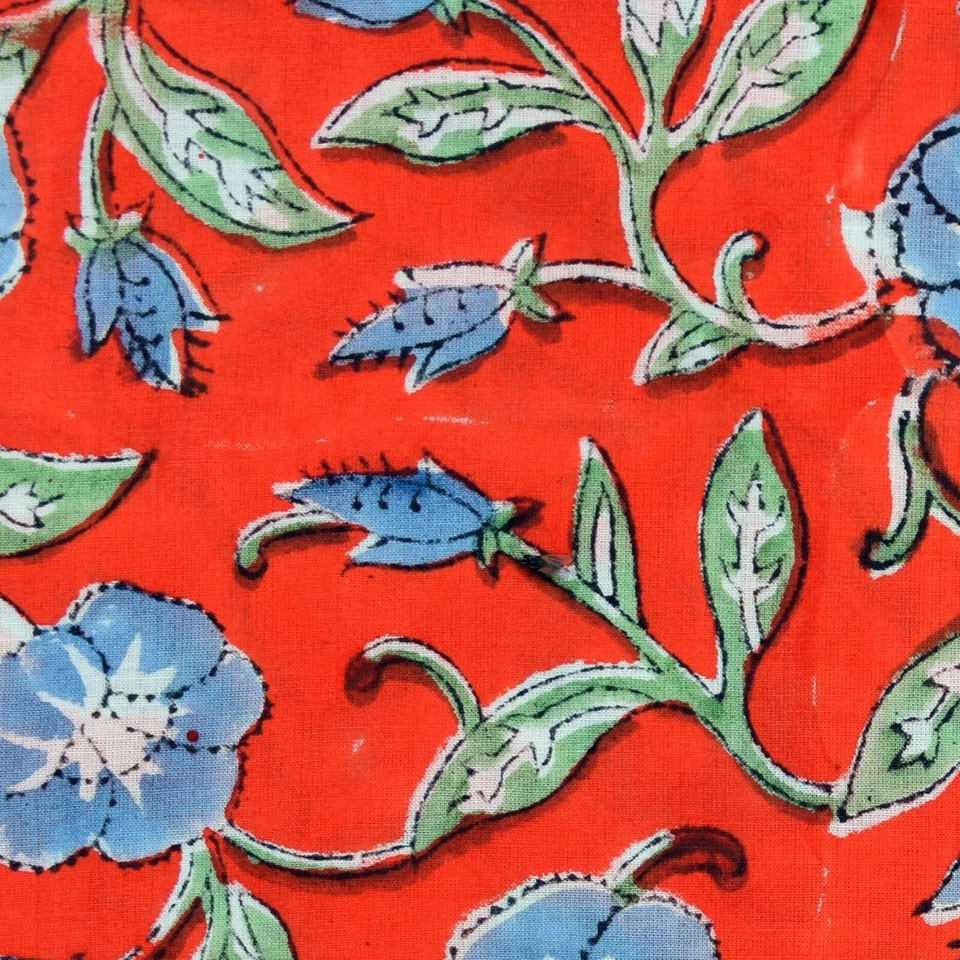 Floral Print Hand Block Fabric Cotton Running Fabric Indian Craft 10 Yard - Image 4 of 4