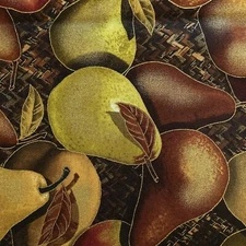 Pear Basket Sunflower Fields Glitter Metallic Maria Kalinowski 1 Yard 