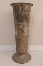 Vintage Brass Umbrella Cane Holder Stand Gargoyle Head Handles Etched Animals