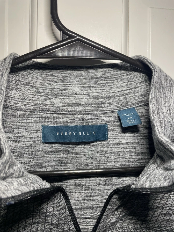 Perry Ellis Grey 1/2 Zip Men's Pullover Size Large L Charcoal Performance Brand - Image 4 of 4