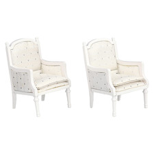 Juego de 2 mini sillones de madera blancos para casa de muñecas Inusitus para