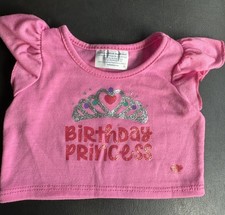 Build A Bear Happy Birthday Princess Pink T Shirt Top Crown Silver