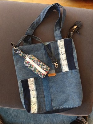 Upcycling  Jeanstasche, Patchwork, Handtasche - Unikat - Handmade + TA-TÜ-TA 
