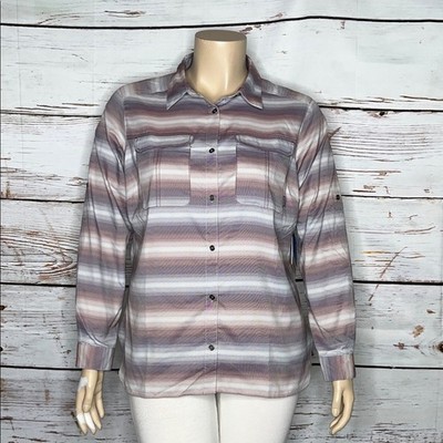 Columbia NWT Sz 1X Purple Stripe Pilsner Peak Long Sleeve Button Down Shirt Top