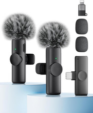 Wireless Microphone for Iphone Ipad and Android Phone, 2 Pack Wireless Lavalier