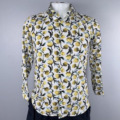French Crown Shirt Men s 38 (S) Yellow Ambesonne Artichoke Button Up Preppy