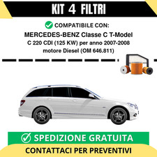 Kit 4 Filtri Tagliando per MERCEDES-BENZ Classe C T-Model C 220 CDI 125 kw Di...