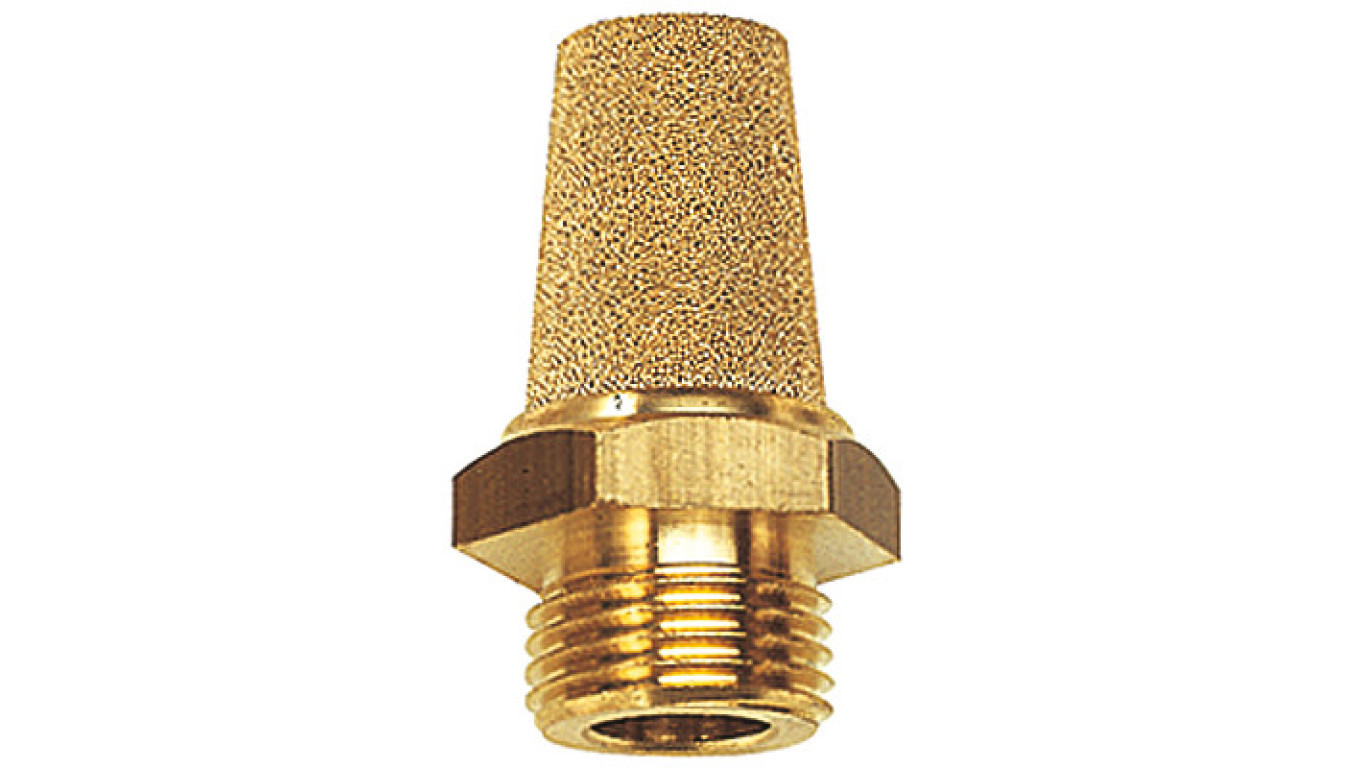 Pneumatic conical silencer M5 M5, hexagonal key, brass with sintered bron /T2UK