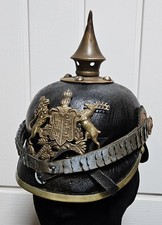 WW1 IMPERIAL GERMAN, WURTTEMBURG LEATHER PICKELHAUBE HELMET