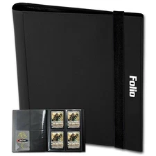 Trading Card Supplies - BCW 4-Pocket Double Pages Folio Album - BLACK (20 Pages)